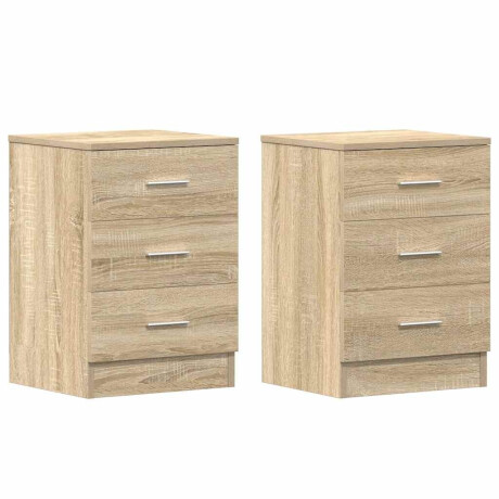 vidaXL Nachtkastjes 2 st 38x35x56 cm bewerkt hout sonoma eikenkleurig afbeelding2 - 1