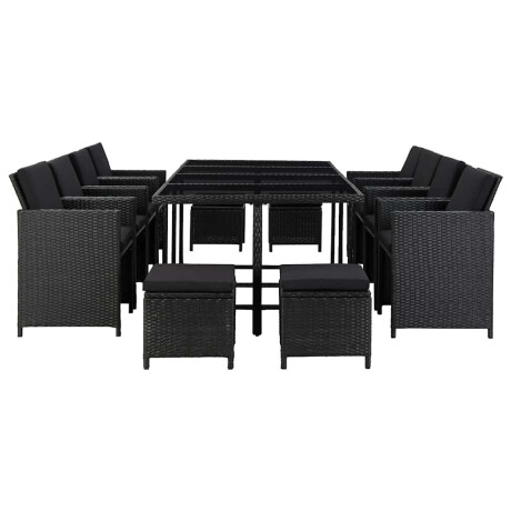 vidaXL 13-delige Tuinset met kussens poly rattan zwart afbeelding2 - 1