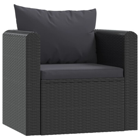 vidaXL Fauteuil met kussens poly rattan zwart afbeelding2 - 1