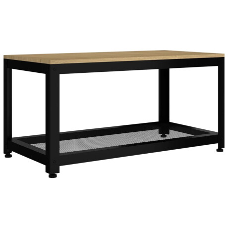 vidaXL Salontafel 90x45x45 cm MDF en ijzer lichtbruin en zwart afbeelding2 - 1