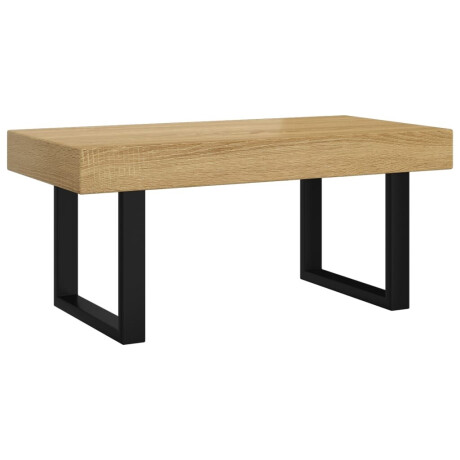 vidaXL Salontafel 90x45x40 cm MDF en ijzer lichtbruin en zwart afbeelding2 - 1