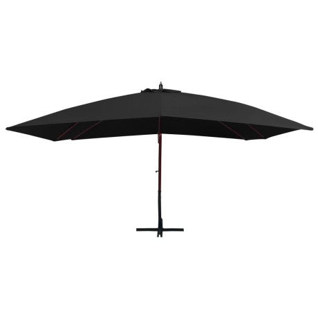 vidaXL Zweefparasol met houten paal 400x300 cm zwart afbeelding2 - 1