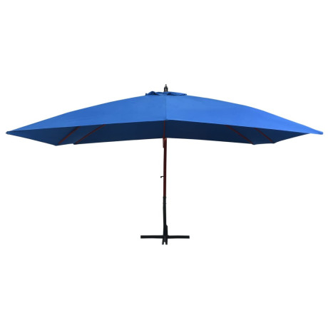 vidaXL Zweefparasol met houten paal 400x300 cm blauw afbeelding2 - 1