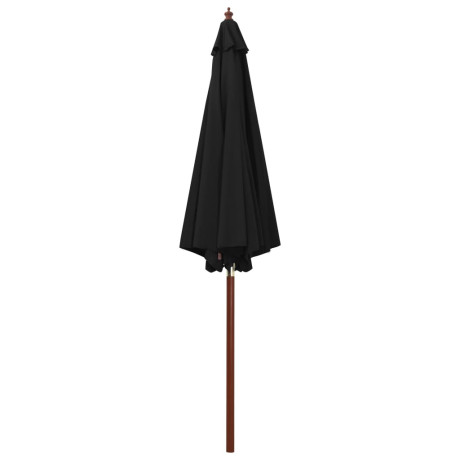vidaXL Parasol met houten paal 300x258 cm zwart afbeelding2 - 1