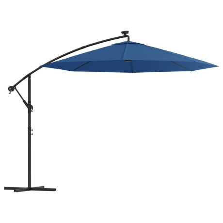 vidaXL Zweefparasol met LED en stalen paal 300 cm azuurblauw afbeelding2 - 1