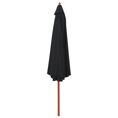 vidaXL Parasol met houten paal 350 cm zwart afbeelding2 - 1