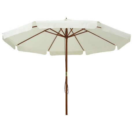 vidaXL Parasol met houten paal 330 cm zandwit afbeelding2 - 1