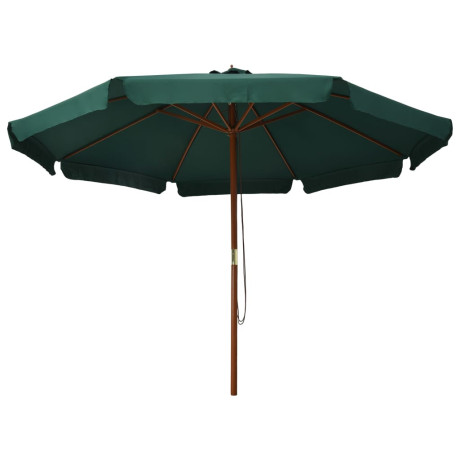 vidaXL Parasol met houten paal 330 cm groen afbeelding2 - 1