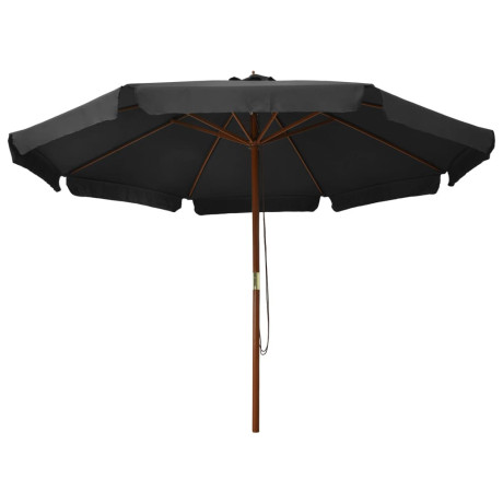 vidaXL Parasol met houten paal 330 cm antraciet afbeelding2 - 1