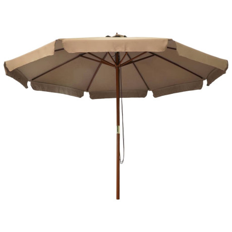 vidaXL Parasol met houten paal 330 cm taupe afbeelding2 - 1