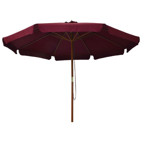 vidaXL Parasol met houten paal 330 cm bordeauxrood afbeelding2 - 1