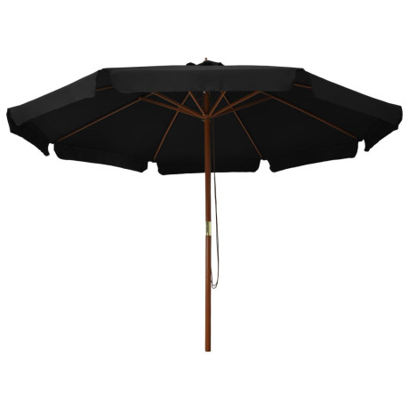 vidaXL Parasol met houten paal 330 cm zwart afbeelding2 - 1