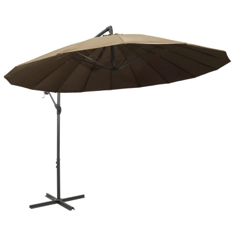 vidaXL Zweefparasol met aluminium paal 3 m taupe afbeelding2 - 1