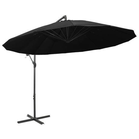 vidaXL Zweefparasol met aluminium paal 3 m zwart afbeelding2 - 1