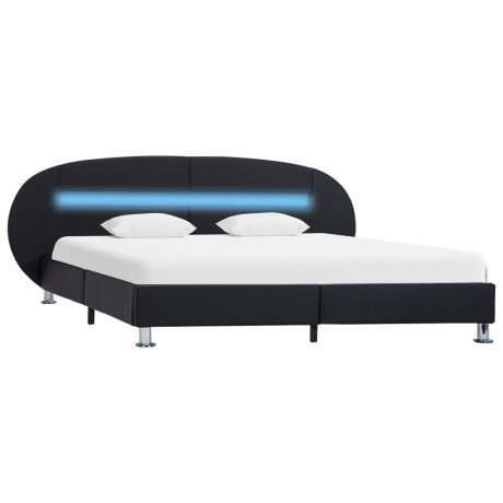 vidaXL Bedframe met LED kunstleer zwart 180x200 cm afbeelding2 - 1