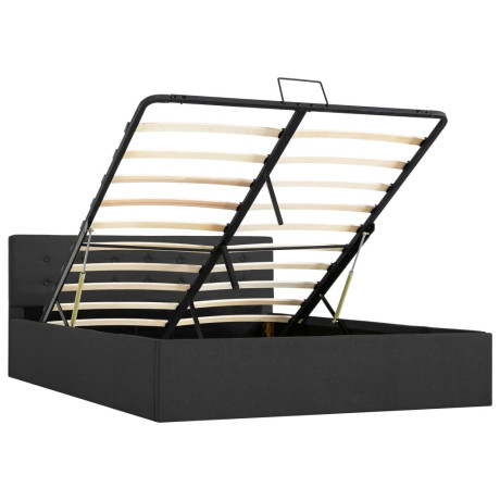 vidaXL Bedframe met hydraulische opslag stof donkergrijs 140x200 cm afbeelding2 - 1