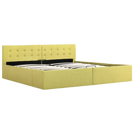 vidaXL Bedframe met hydraulische opslag stof limoengeel 180x200 cm afbeelding2 - 1