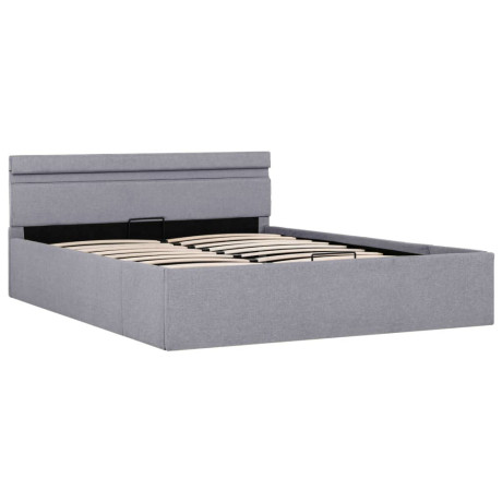 vidaXL Bedframe met opbergruimte en LED stof lichtgrijs 140x200 cm afbeelding2 - 1