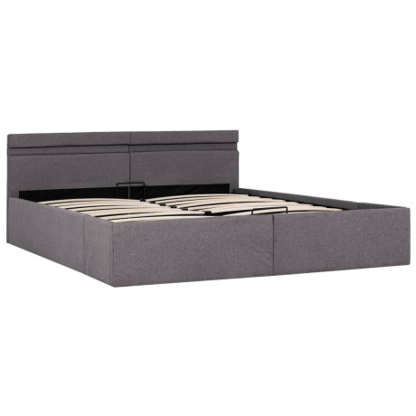 vidaXL Bedframe met hydraulische opslag en LED stof taupe 160x200 cm afbeelding2 - 1