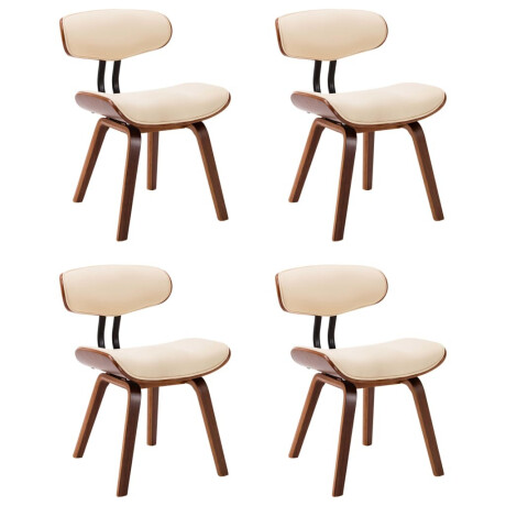 vidaXL Eetkamerstoelen 4 st gebogen hout en kunstleer crèmekleurig afbeelding2 - 1