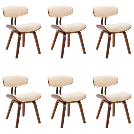 vidaXL Eetkamerstoelen 6 st gebogen hout en kunstleer crème afbeelding2 - 1
