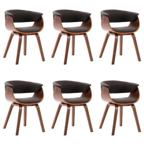 vidaXL Eetkamerstoelen 6 st gebogen hout en stof grijs afbeelding2 - 1