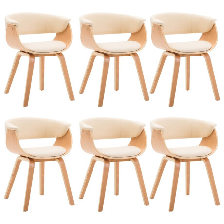 vidaXL Eetkamerstoelen 6 st gebogen hout en kunstleer crème afbeelding2 - 1