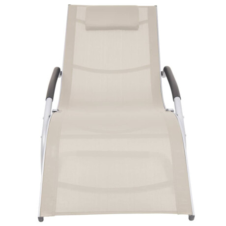vidaXL Ligbed met kussen aluminium en textileen crème afbeelding2 - 1