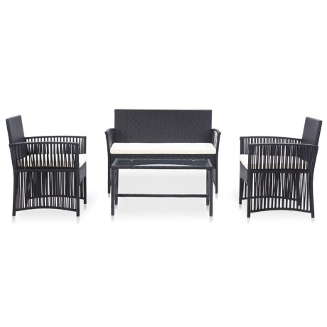 vidaXL 4-delige Loungeset met kussen poly rattan zwart afbeelding2 - 1