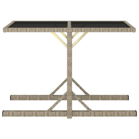 vidaXL Tuintafel 110x53x72 cm glas en poly rattan beige afbeelding2 - 1