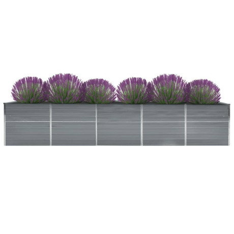 vidaXL Plantenbak verhoogd 400x80x45 cm gegalvaniseerd staal grijs afbeelding2 - 1