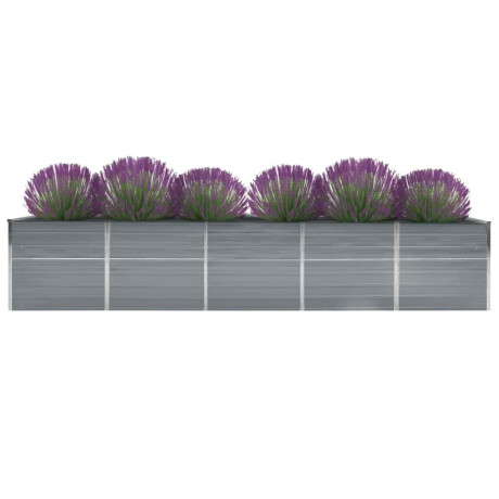 vidaXL Plantenbak verhoogd 400x80x77 cm gegalvaniseerd staal grijs afbeelding2 - 1