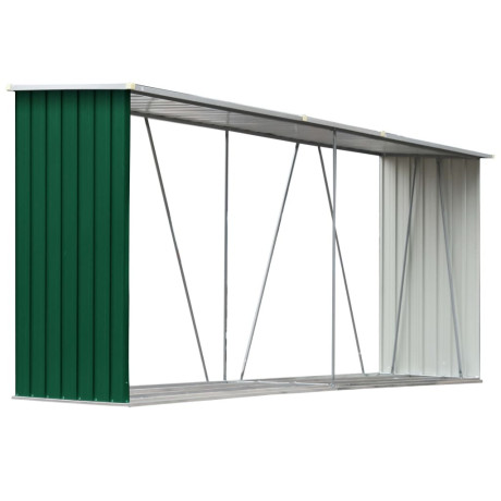 vidaXL Haardhoutschuur 330x84x152 cm gegalvaniseerd staal groen afbeelding2 - 1