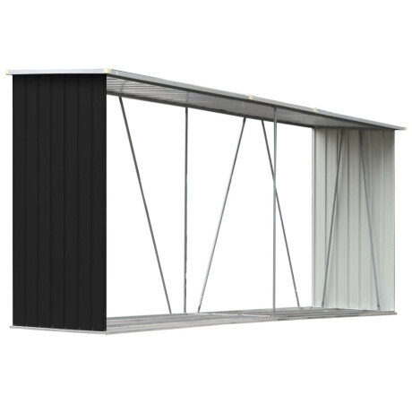 vidaXL Haardhoutschuur 330x84x152 cm gegalvaniseerd staal antraciet afbeelding2 - 1