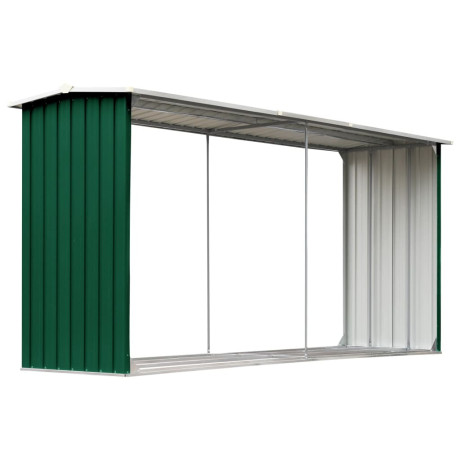 vidaXL Haardhoutschuur 330x92x153 cm gegalvaniseerd staal groen afbeelding2 - 1