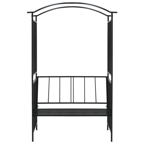 vidaXL Tuinboog met bank 128x50x207 cm ijzer zwart afbeelding2 - 1