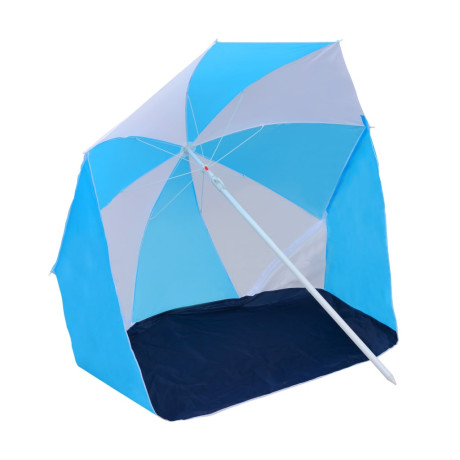 vidaXL Strandparasol/-tent 180 cm stof blauw en wit afbeelding2 - 1