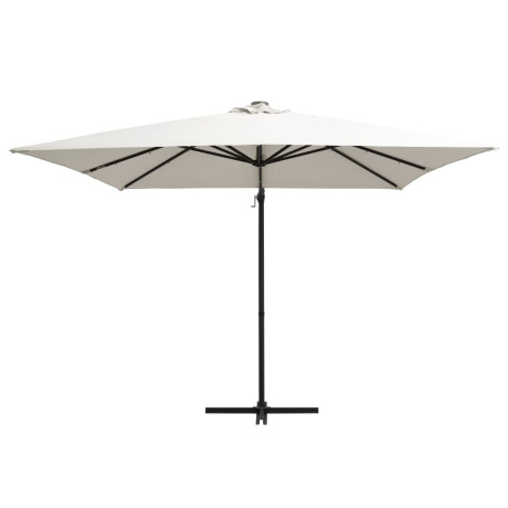 vidaXL Zweefparasol met LED en stalen paal 250x250 cm zandkleurig afbeelding2 - 1