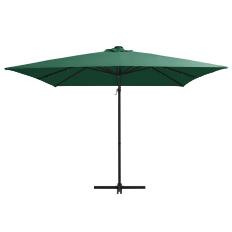 vidaXL Zweefparasol met LED en stalen paal 250x250 cm groen afbeelding2 - 1