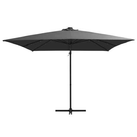 vidaXL Zweefparasol met LED en stalen paal 250x250 cm antracietkleurig afbeelding2 - 1