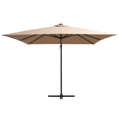 vidaXL Zweefparasol met LED en stalen paal 250x250 cm taupe afbeelding2 - 1