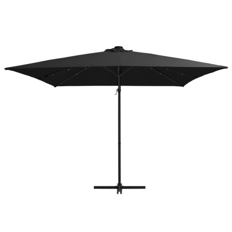 vidaXL Zweefparasol met LED en stalen paal 250x250 cm zwart afbeelding2 - 1