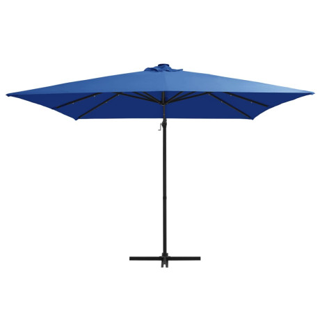 vidaXL Zweefparasol met LED en stalen paal 250x250 cm azuurblauw afbeelding2 - 1