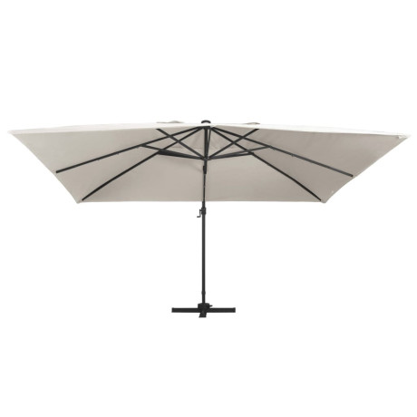 vidaXL Zweefparasol met LED en aluminium paal 400x300 cm zandkleurig afbeelding2 - 1