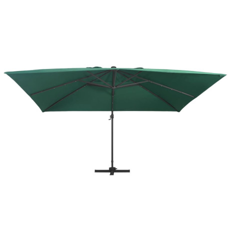 vidaXL Zweefparasol met LED en aluminium paal 400x300 cm groen afbeelding2 - 1