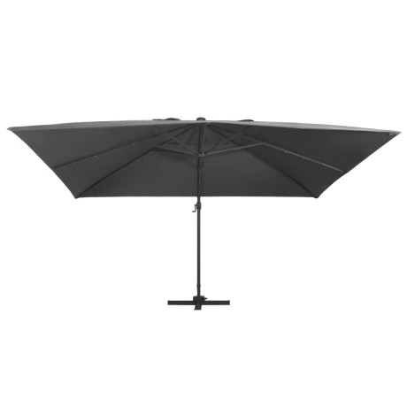 vidaXL Zweefparasol met LED en aluminium paal 400x300 cm antraciet afbeelding2 - 1