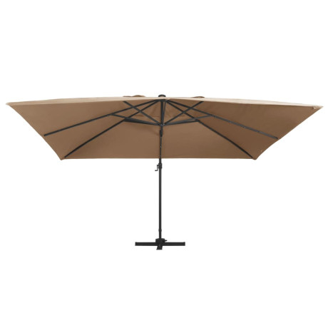 vidaXL Zweefparasol met LED en aluminium paal 400x300 cm taupe afbeelding2 - 1