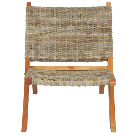 vidaXL Relaxstoel natuurlijk kubu rattan en massief mahoniehout afbeelding2 - 1