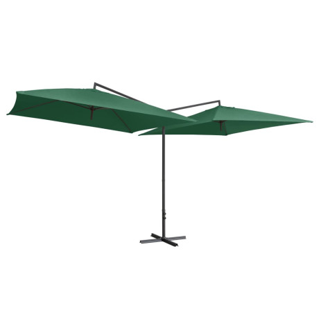 vidaXL Parasol dubbel met stalen paal 250x250 cm groen afbeelding2 - 1