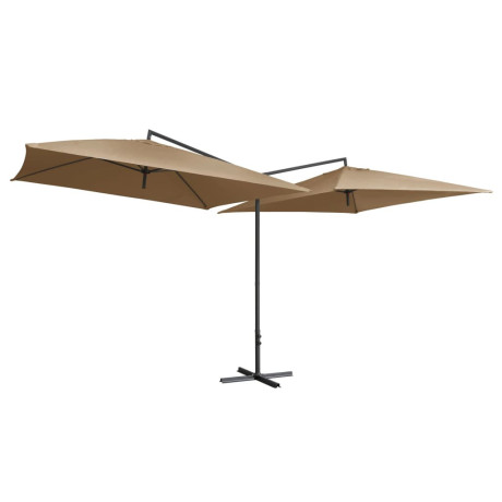 vidaXL Parasol dubbel met stalen paal 250x250 cm taupe afbeelding2 - 1